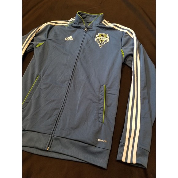 VTG ADIDAS Climalite SEATTLE SOUNDERS FC Training Zip Track Jacket Jersey Medium - Picture 2 of 11